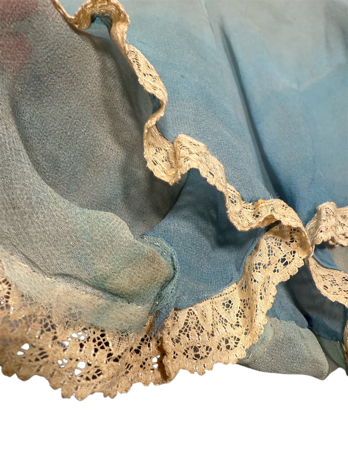 1930s Powder Blue Sheer Tap Pants/Step Ins with Lace Ruffle Trim