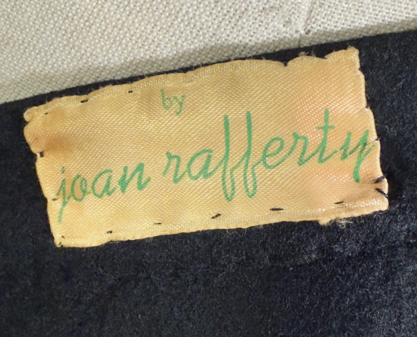 1950s Joan Rafferty Black Wool Circle Skirt With Sequin Cat Appliqué