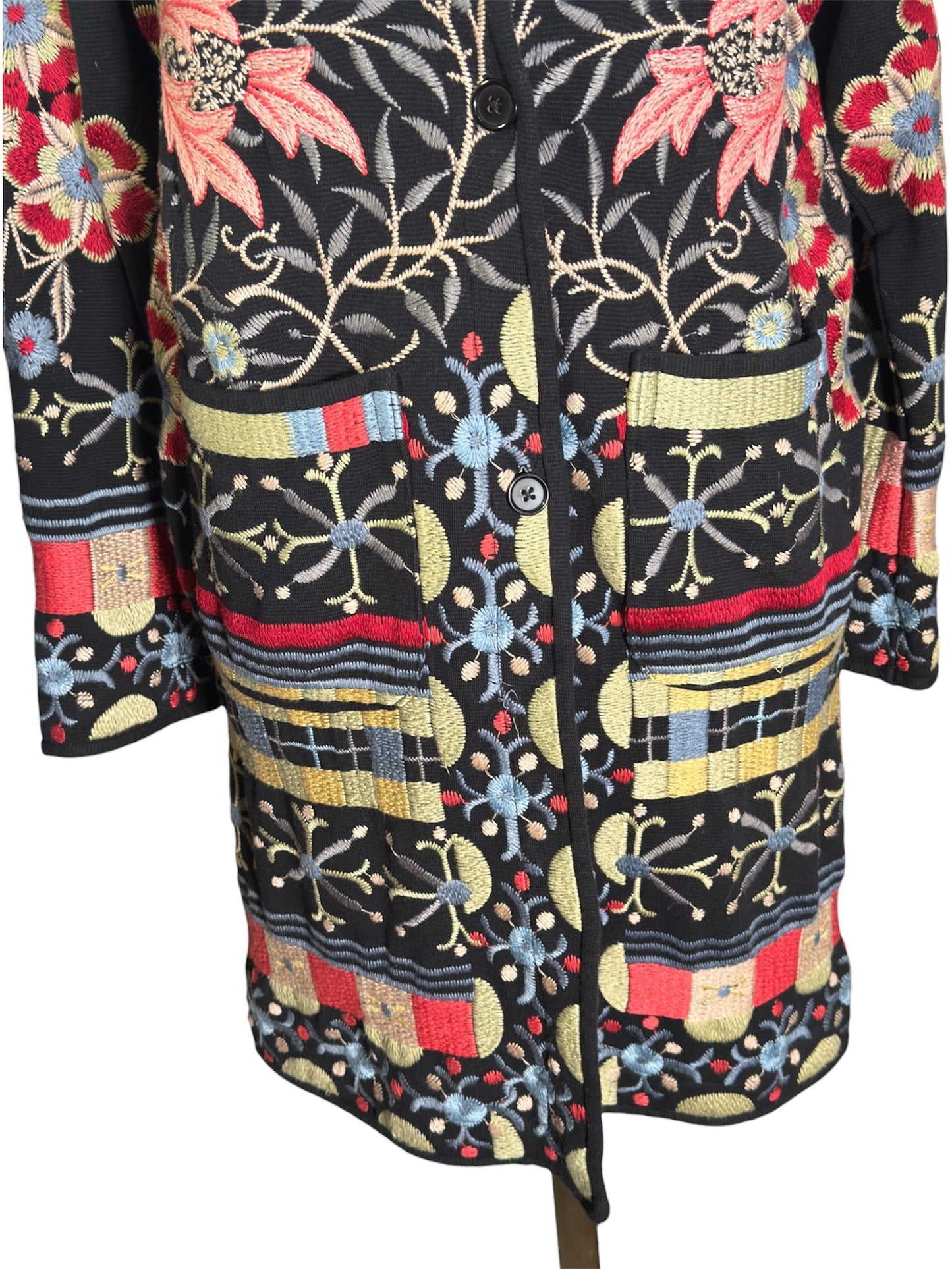 Modern Johnny Was BIYA NWT Embroidered Long Cardigan with Floral Pattern