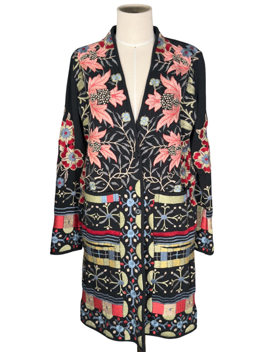 Modern Johnny Was BIYA NWT Embroidered Long Cardigan with Floral Pattern