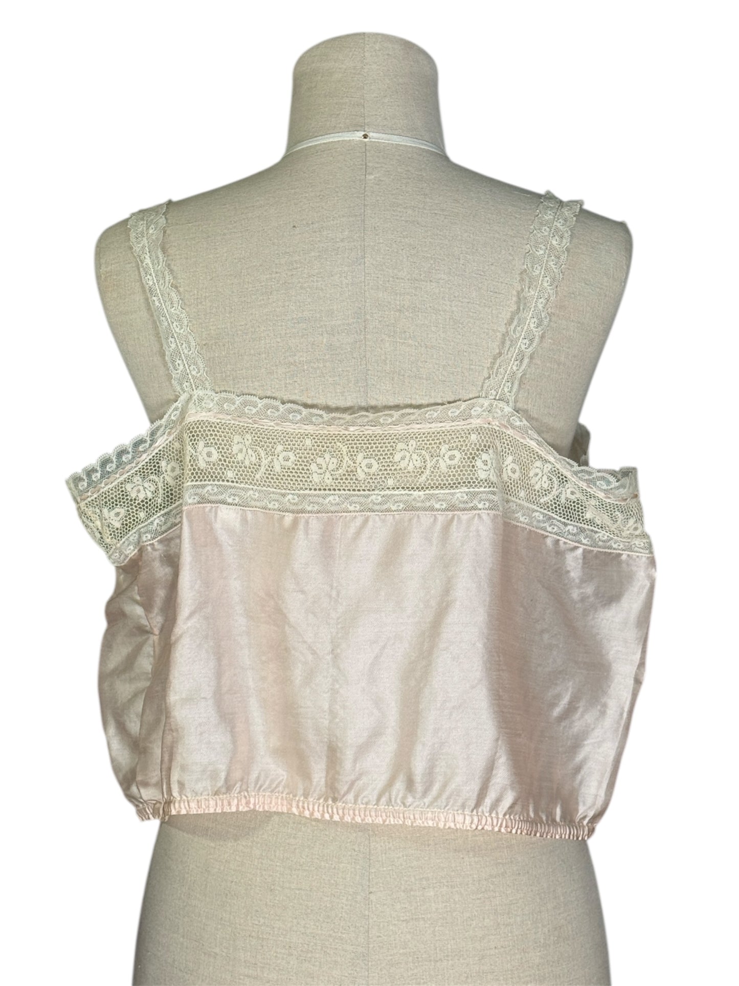 1970s Edwardian Revival Lehman's Lovely Lingerie Pale Pink Lace Trim Camisole Top