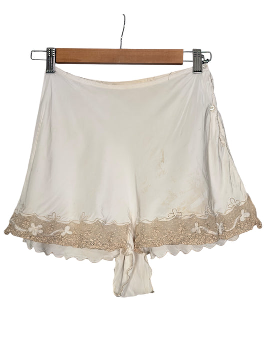 1930s Cream Silk Tap Pants/Step Ins with Lace Trim