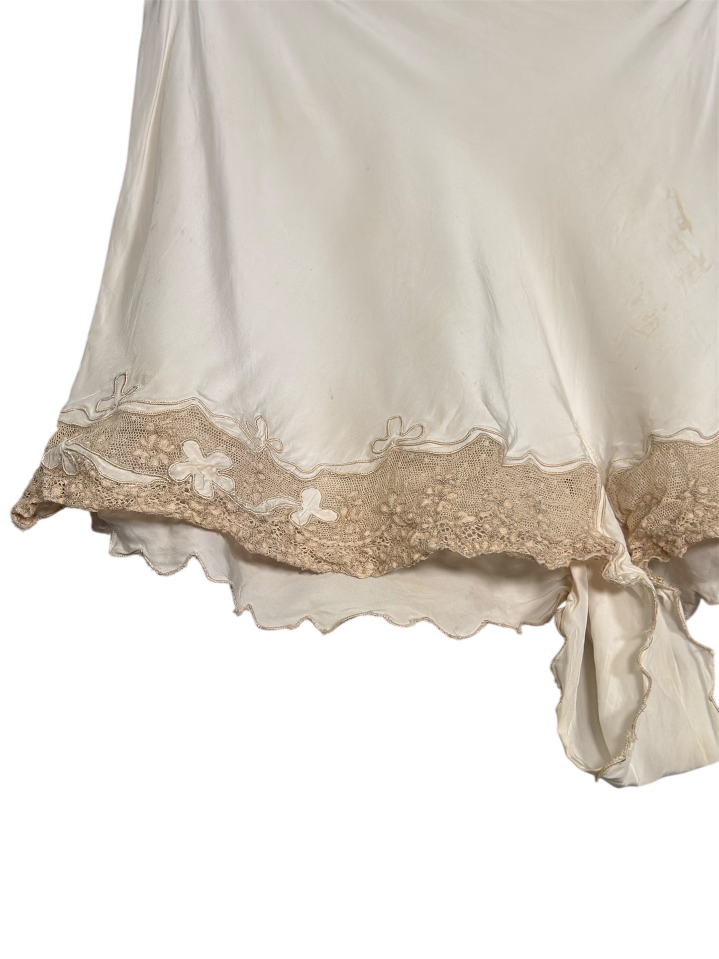 1930s Cream Silk Tap Pants/Step Ins with Lace Trim