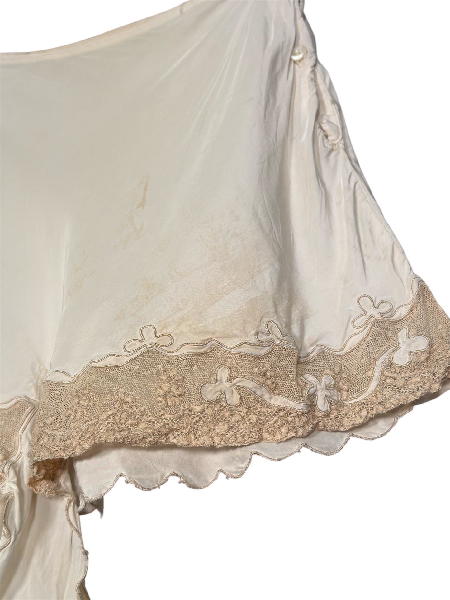1930s Cream Silk Tap Pants/Step Ins with Lace Trim