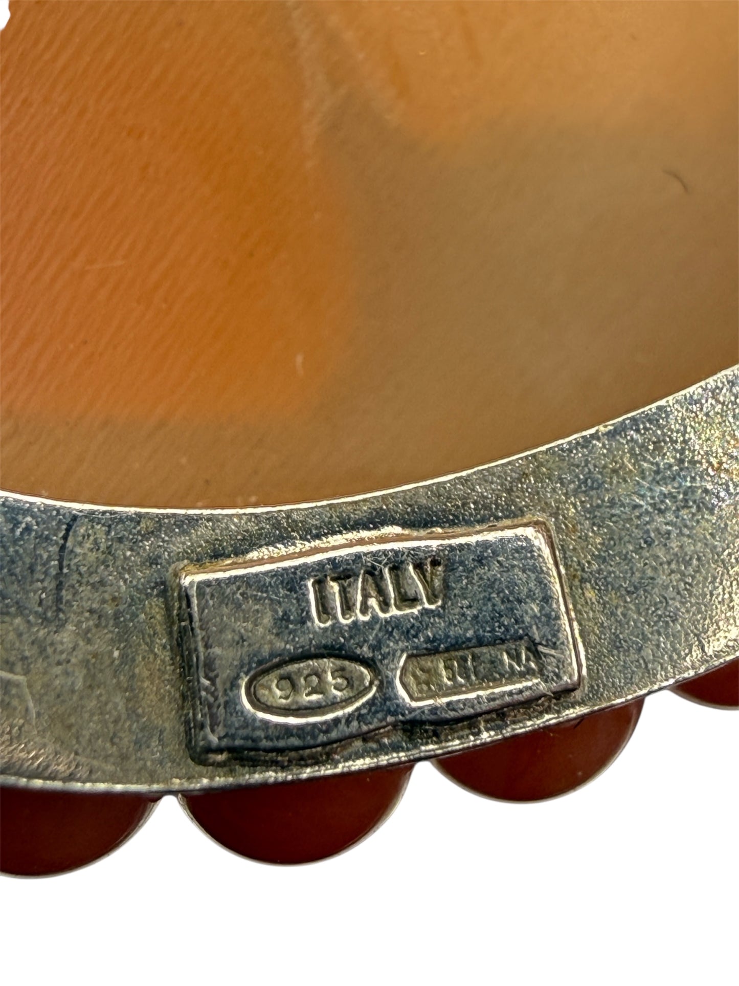 Vintage Italian Cameo Pendant Necklace With Sterling Silver 925 Setting