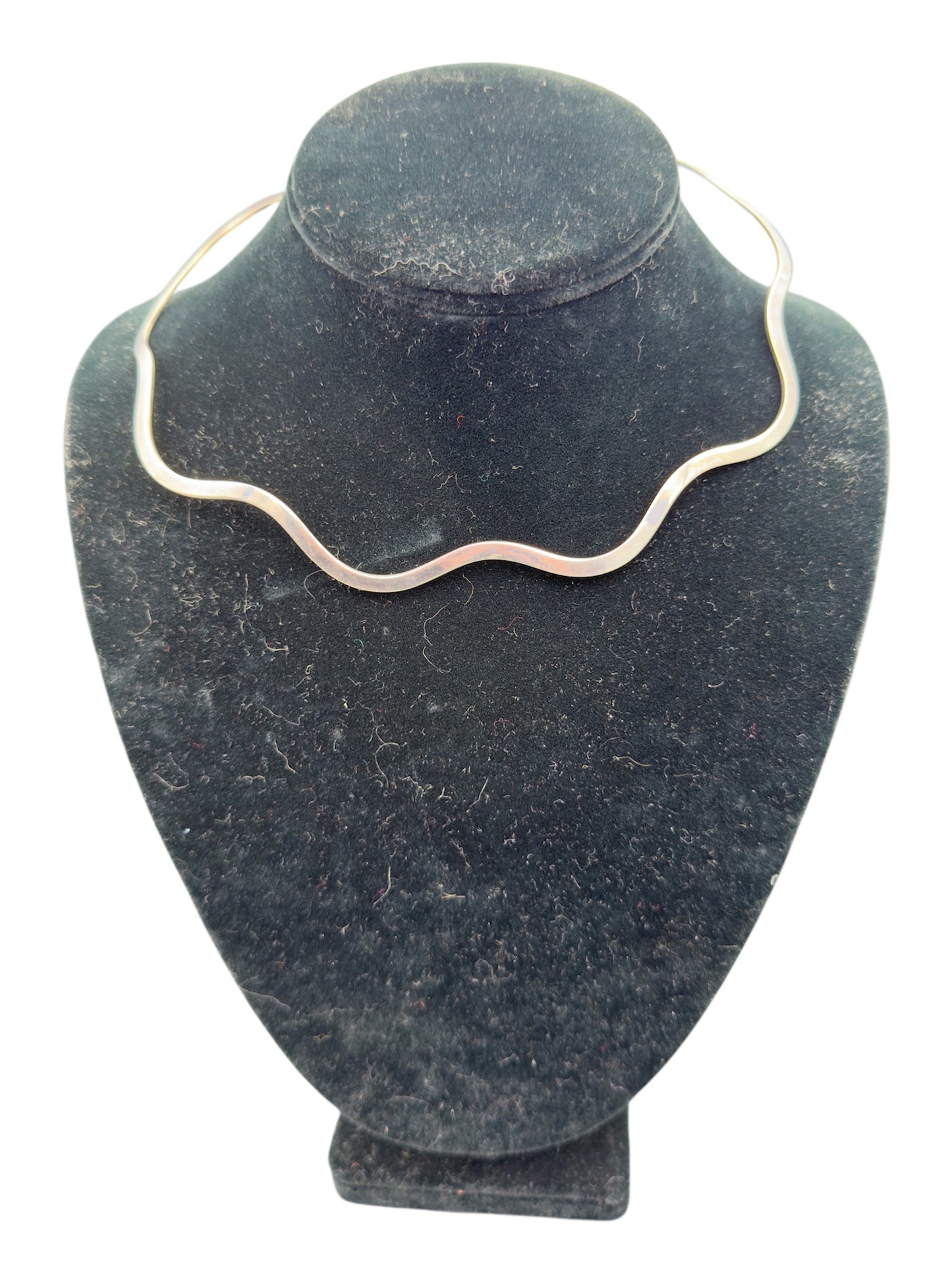 Vintage Sterling Silver 925 Wavy Choker Minimalist Choker Necklace