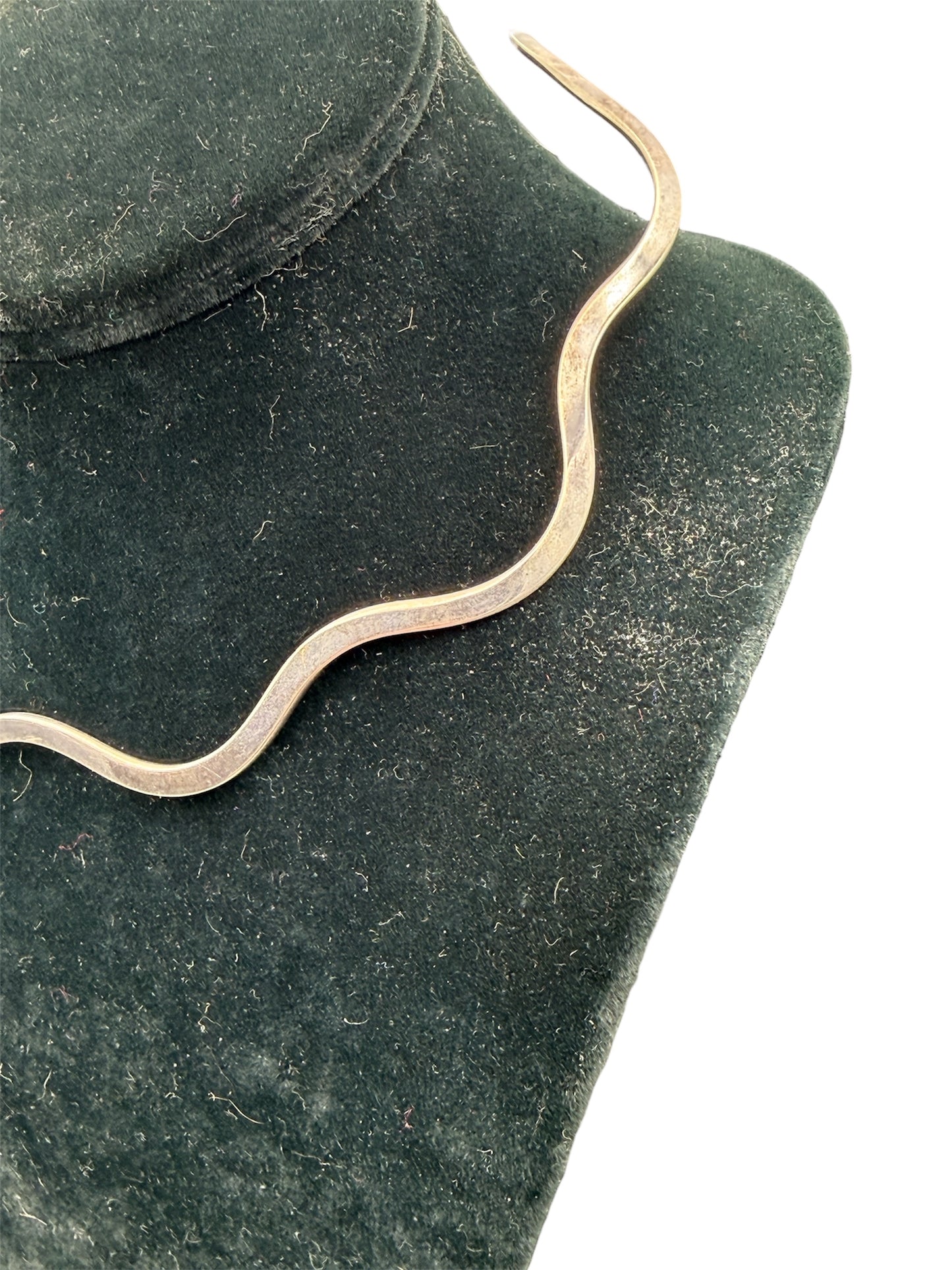 Vintage Sterling Silver 925 Wavy Choker Minimalist Choker Necklace