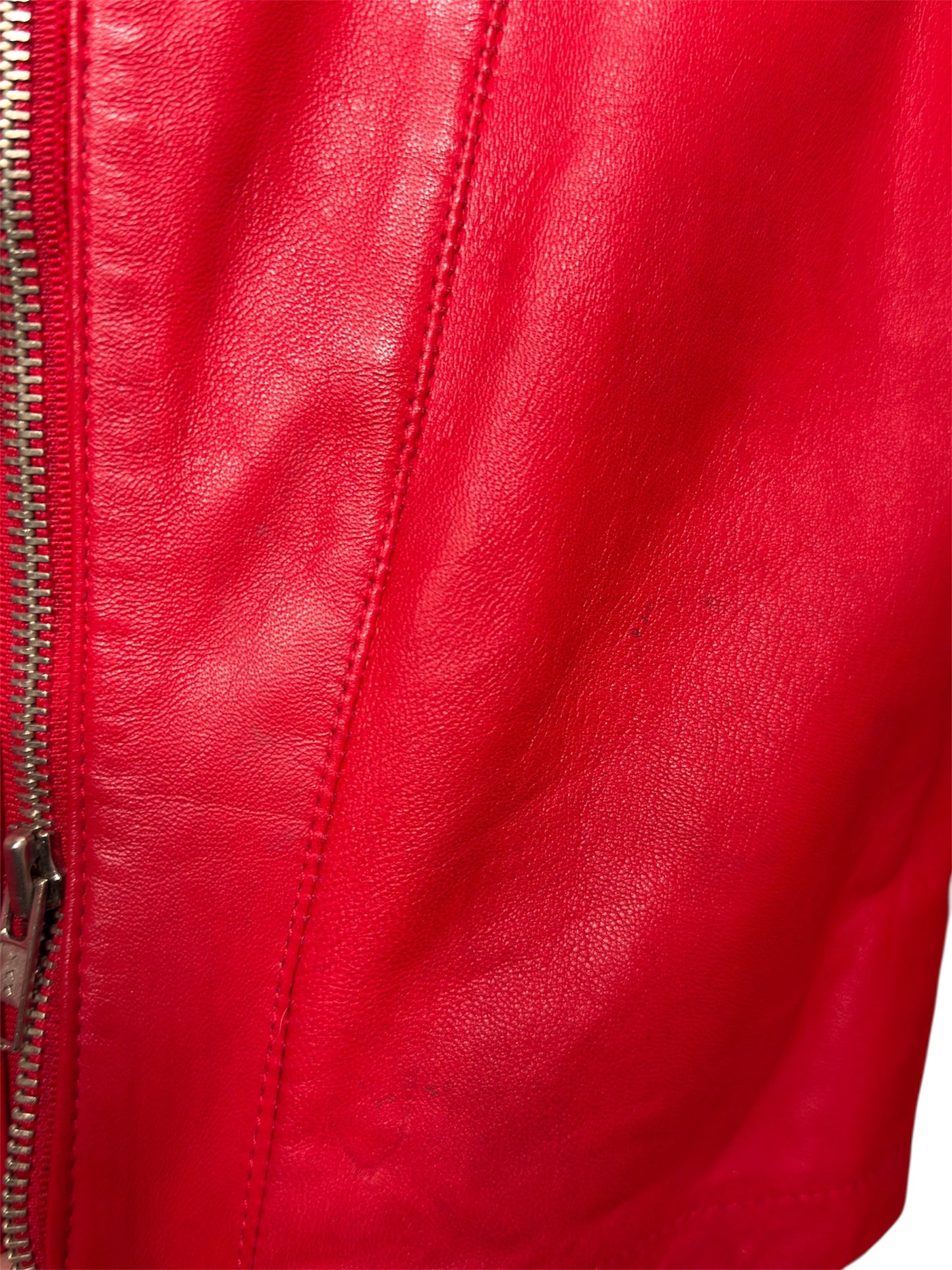 80s Michael Hoban North Beach Leather Red Leather Zip Front Dress