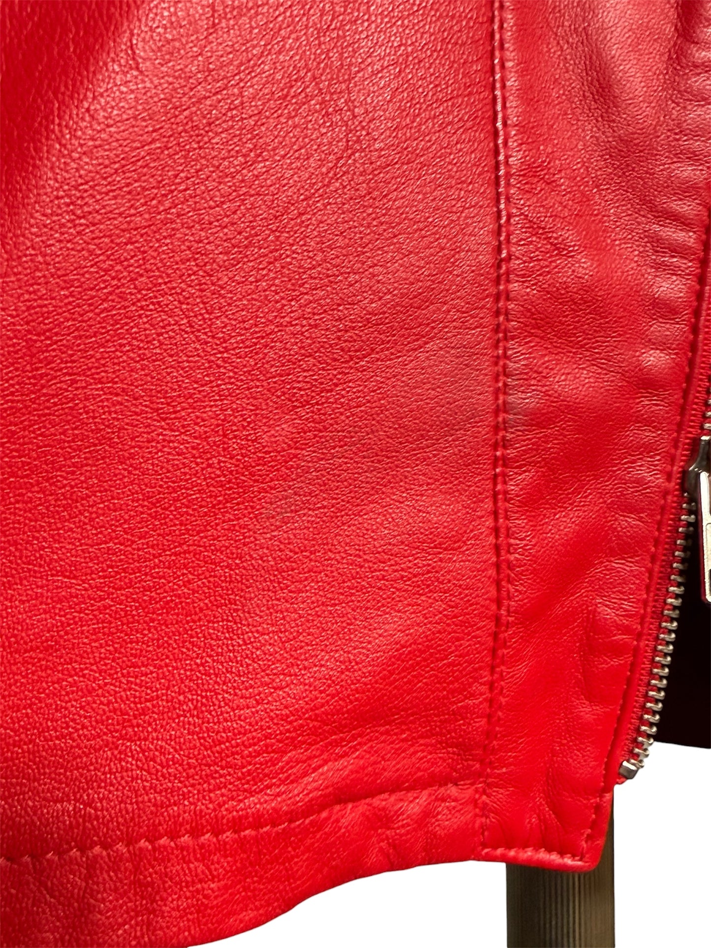 80s Michael Hoban North Beach Leather Red Leather Zip Front Dress