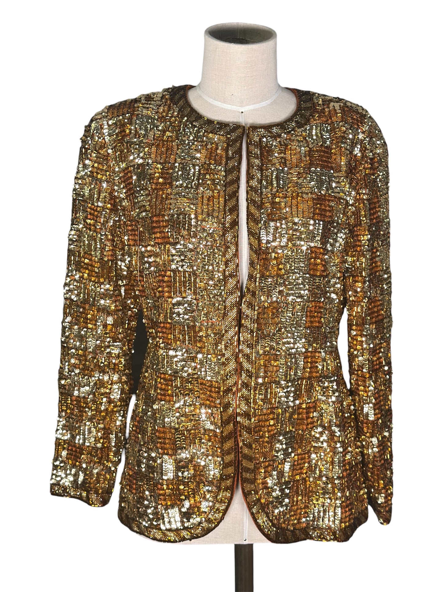 1980s Bill Blass Sequin Silk Evening Jacket