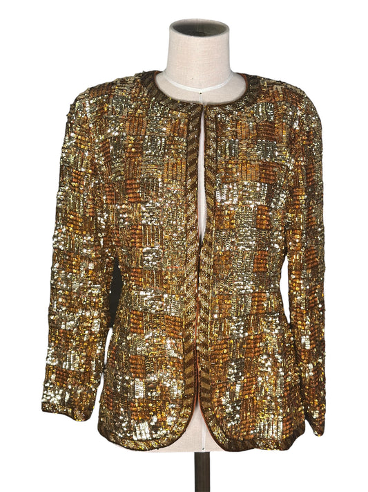 1980s Bill Blass Sequin Silk Evening Jacket