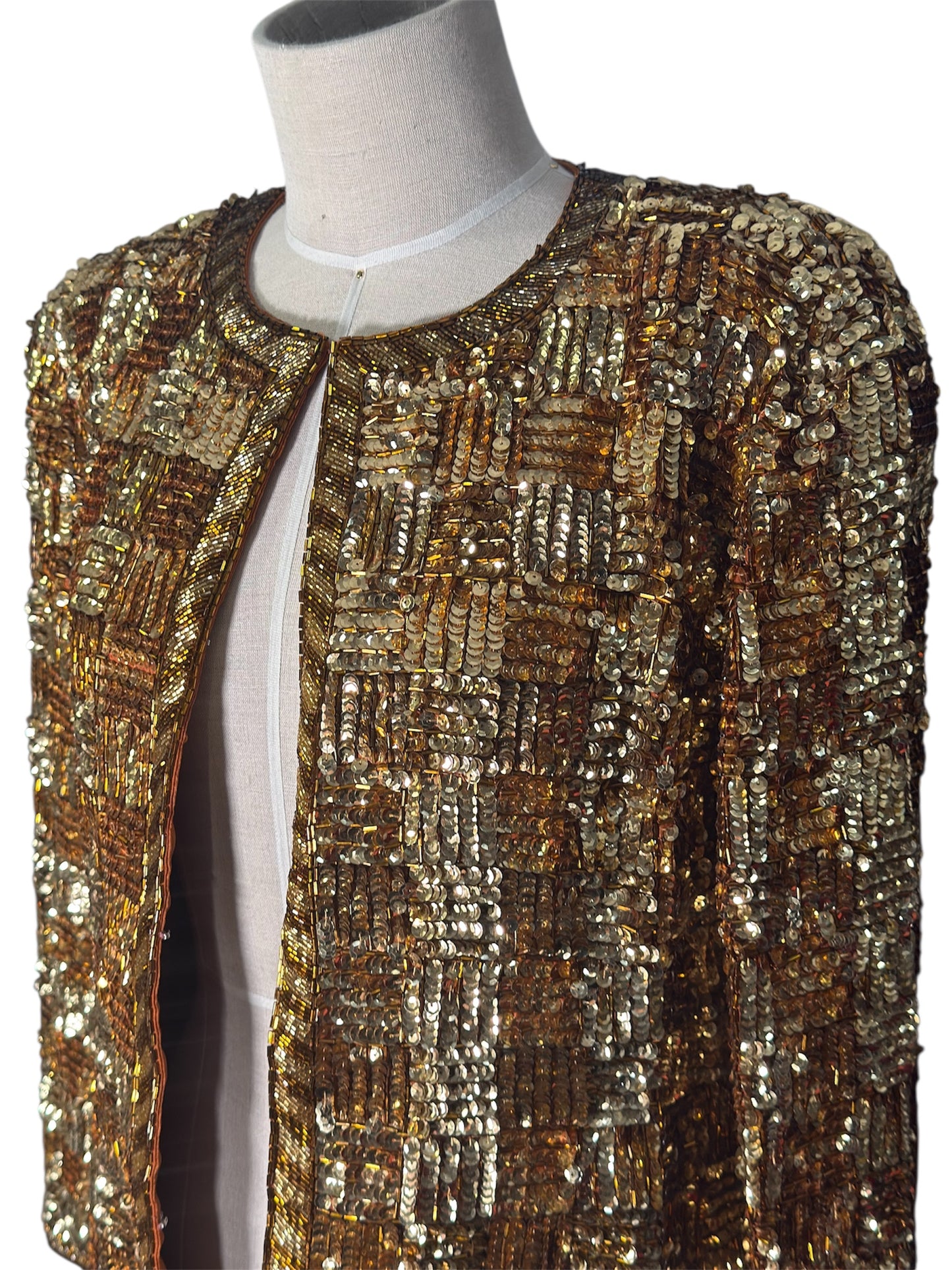 1980s Bill Blass Sequin Silk Evening Jacket