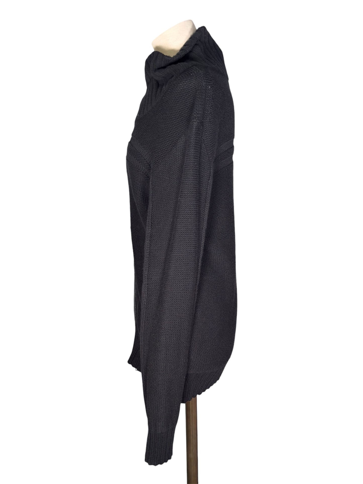 Armani Exchange Black Knit Sweater With Asymmetric Zipper