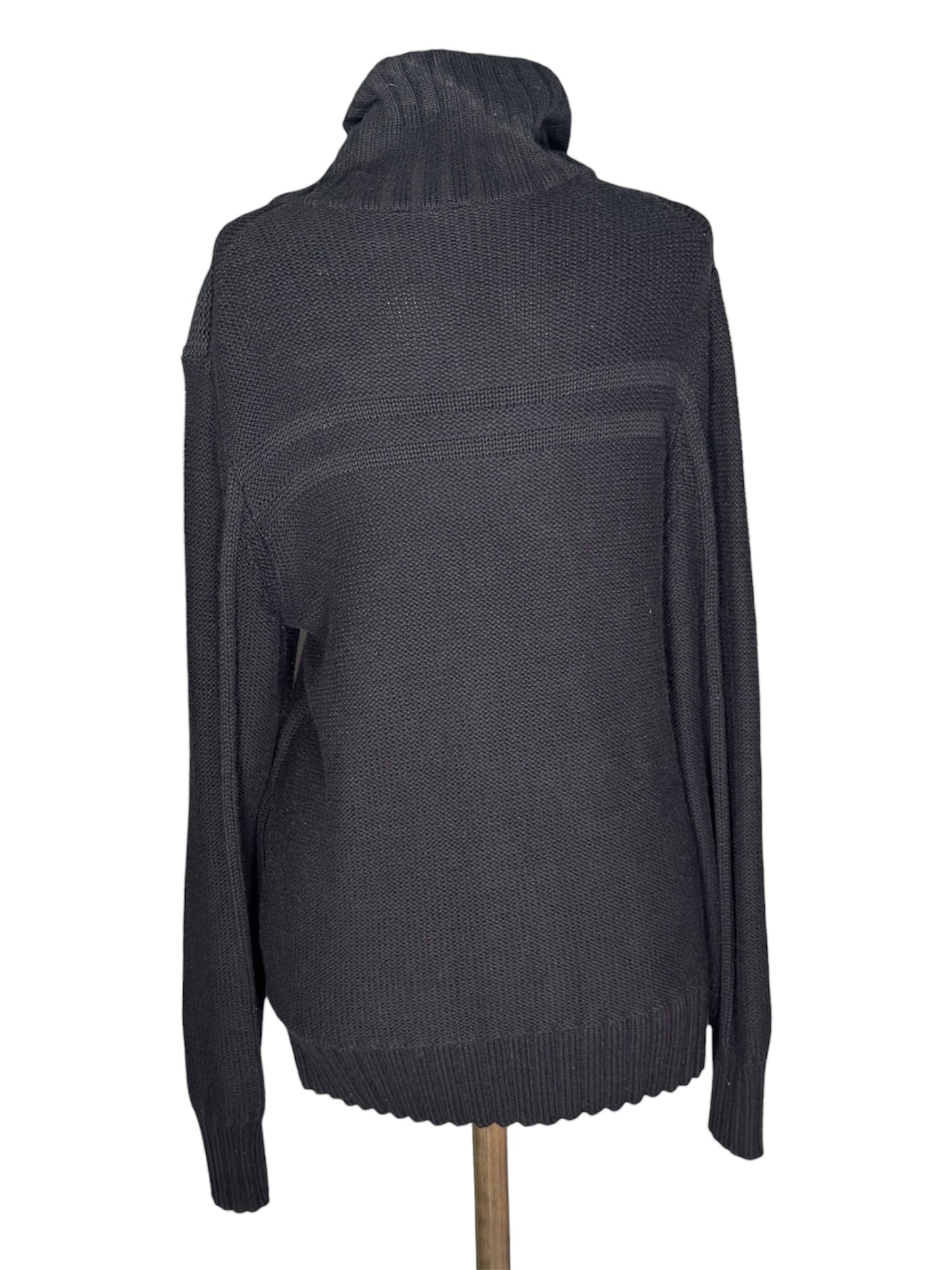 Armani Exchange Black Knit Sweater With Asymmetric Zipper