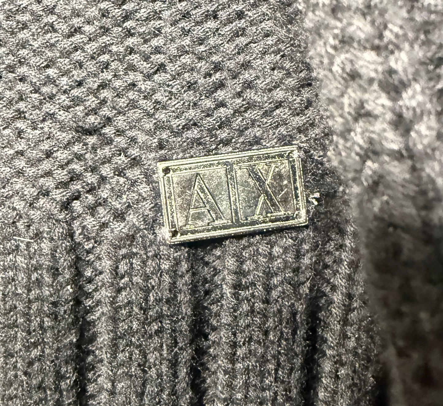 Armani Exchange Black Knit Sweater With Asymmetric Zipper