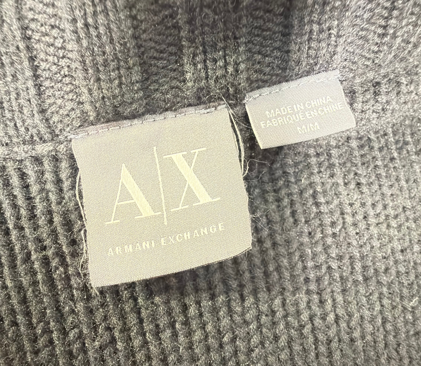 Armani Exchange Black Knit Sweater With Asymmetric Zipper