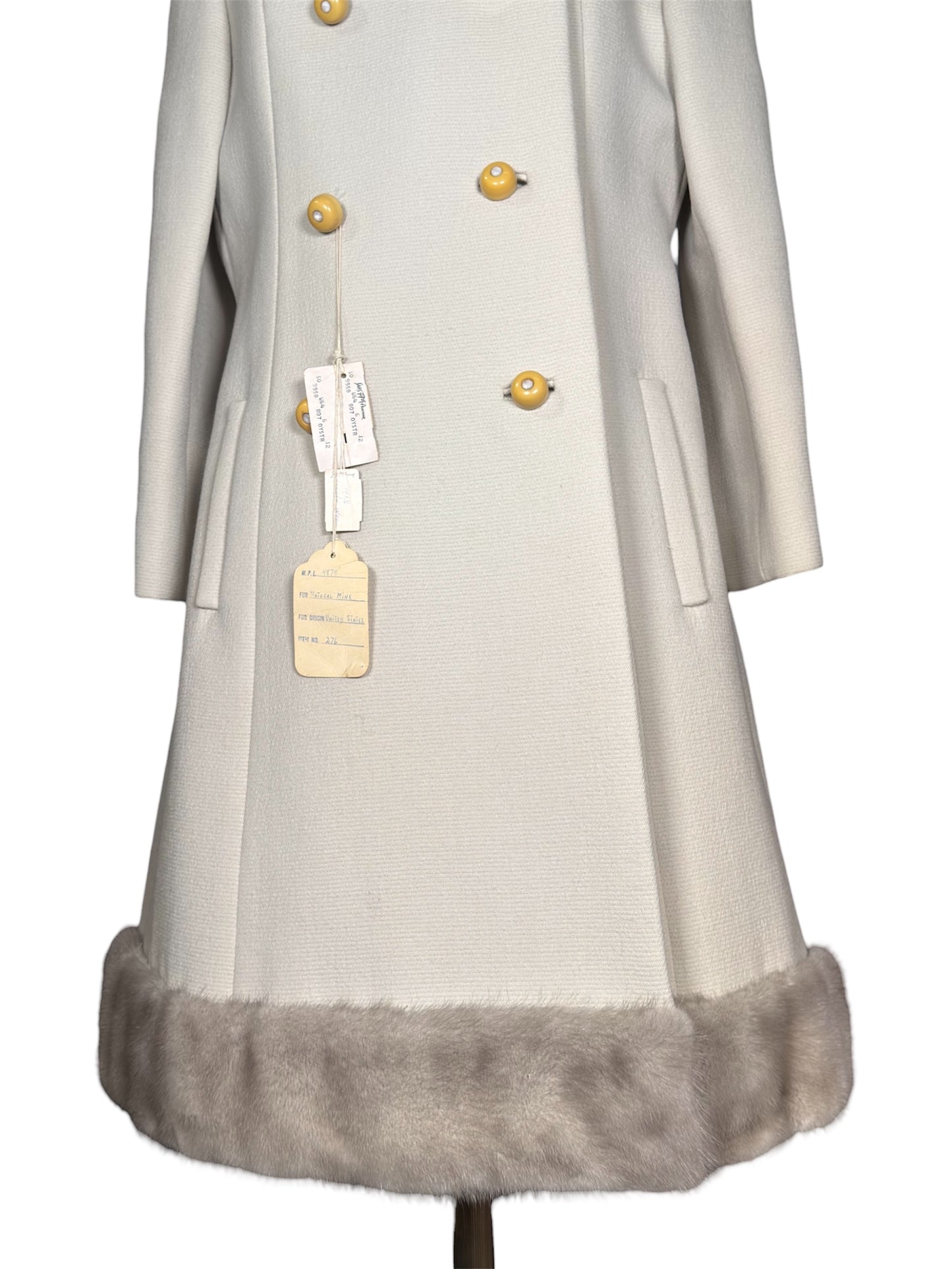 1960s Saks Fifth Avenue Wool And Mink Fur Trim Coat And Hat Set - NWT