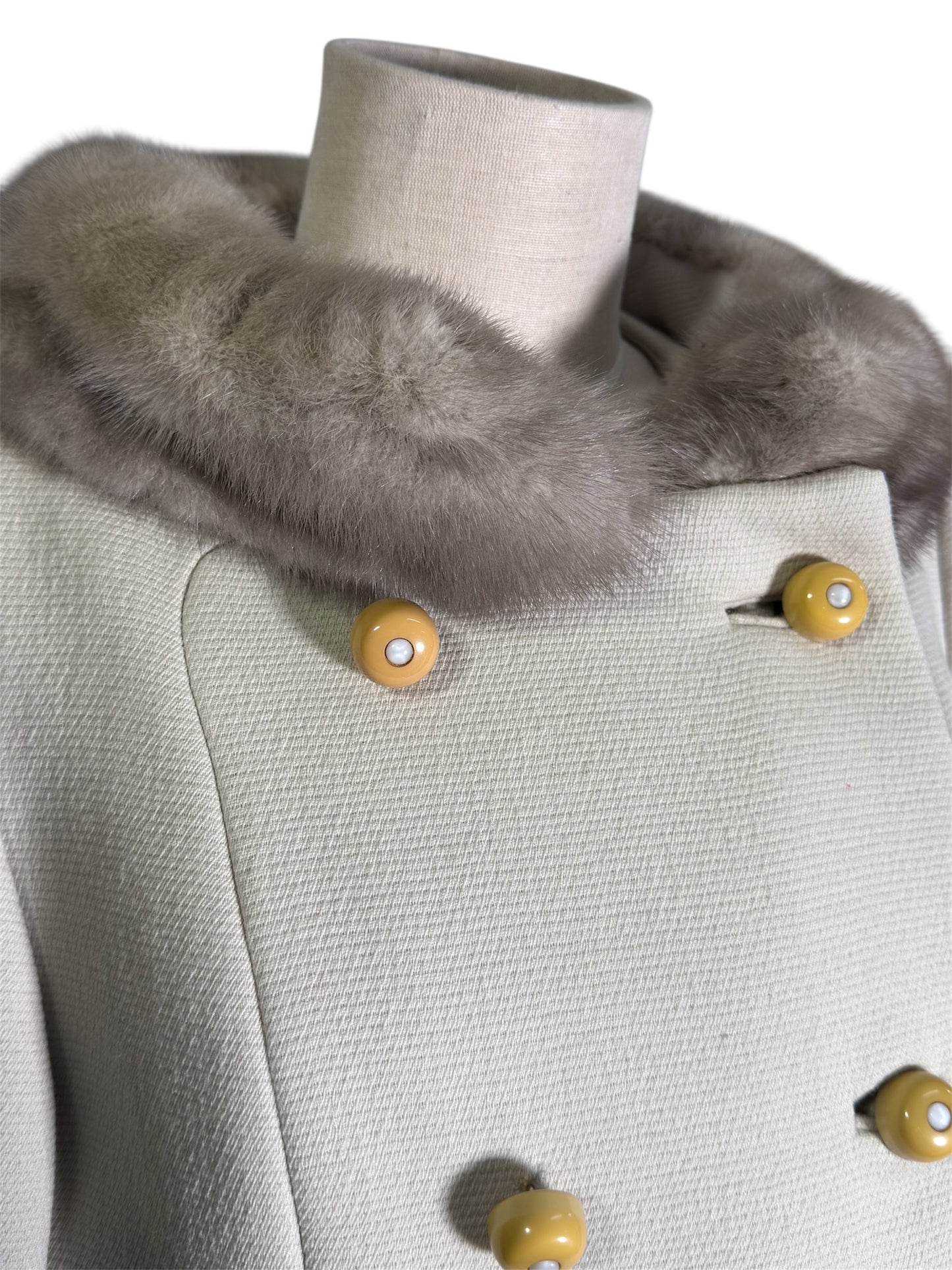 1960s Saks Fifth Avenue Wool And Mink Fur Trim Coat And Hat Set - NWT