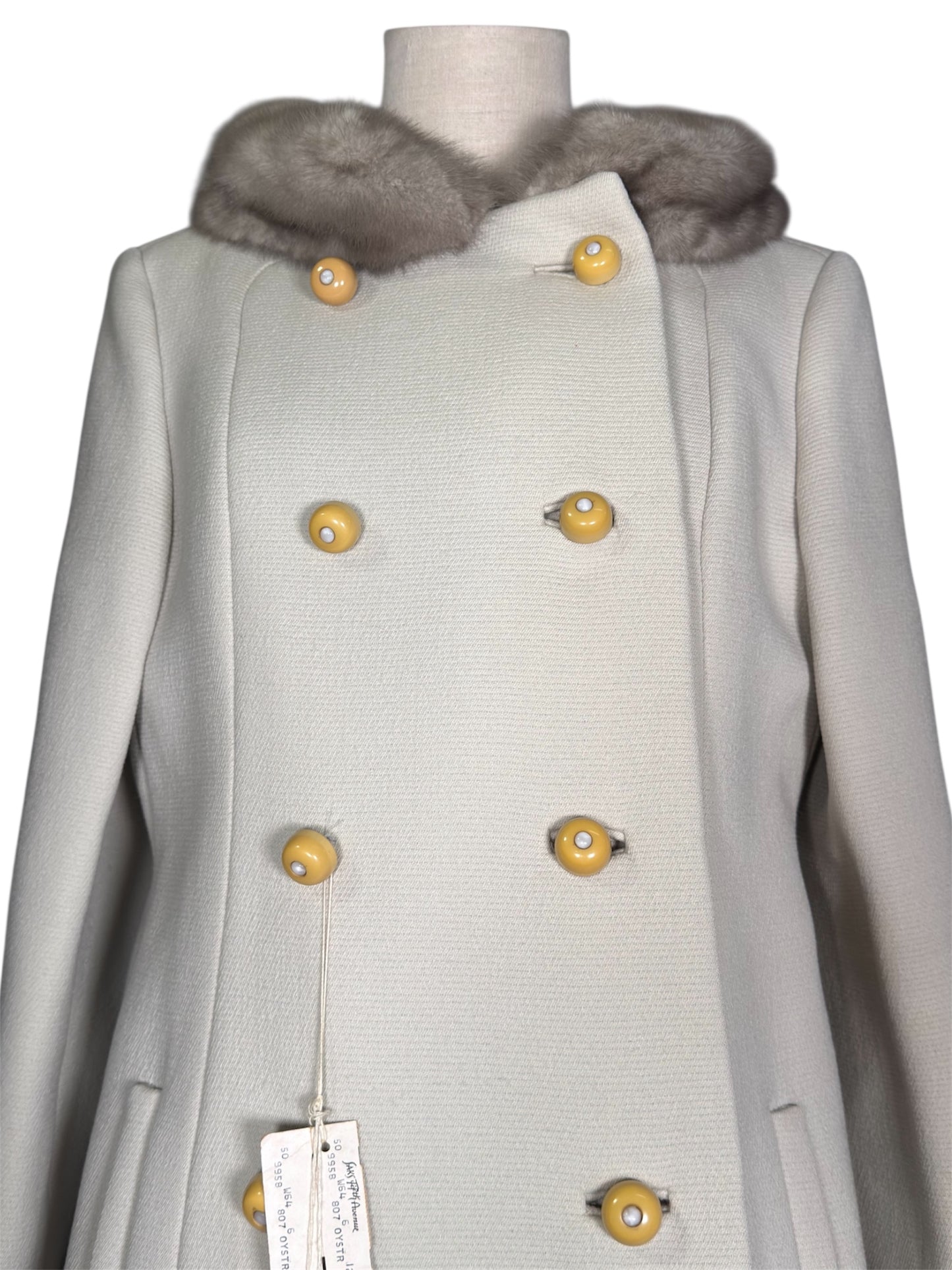 1960s Saks Fifth Avenue Wool And Mink Fur Trim Coat And Hat Set - NWT