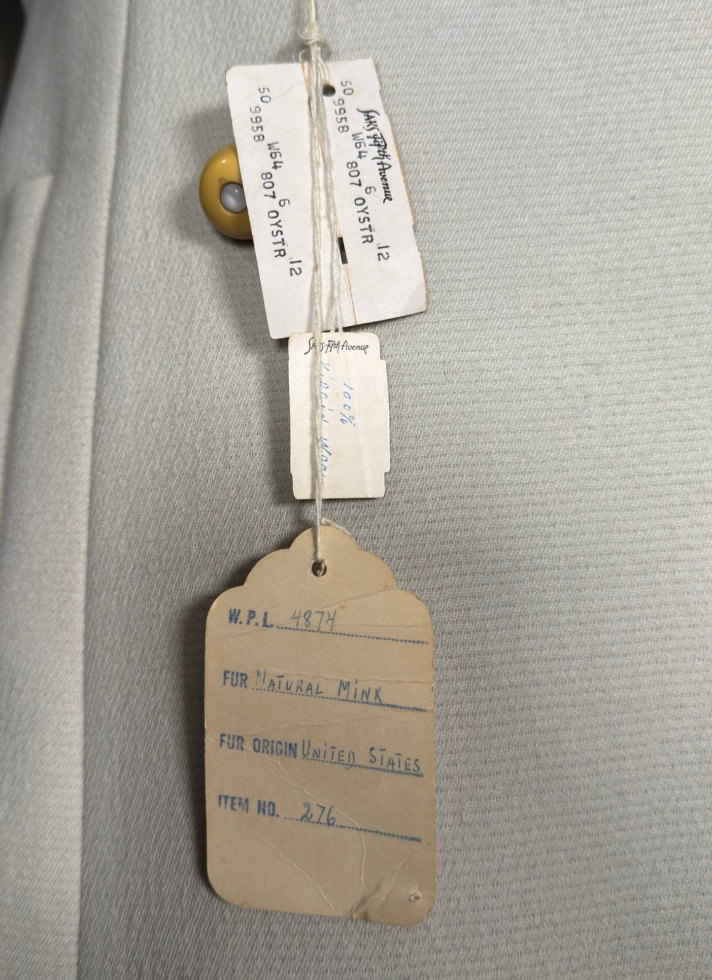 1960s Saks Fifth Avenue Wool And Mink Fur Trim Coat And Hat Set - NWT