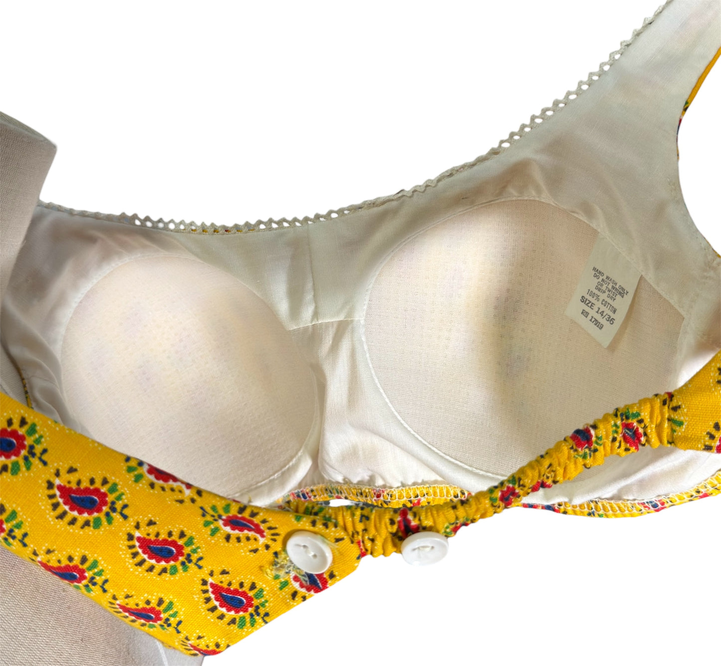 1960s Two Piece Bikini Set Cotton Paisley Print