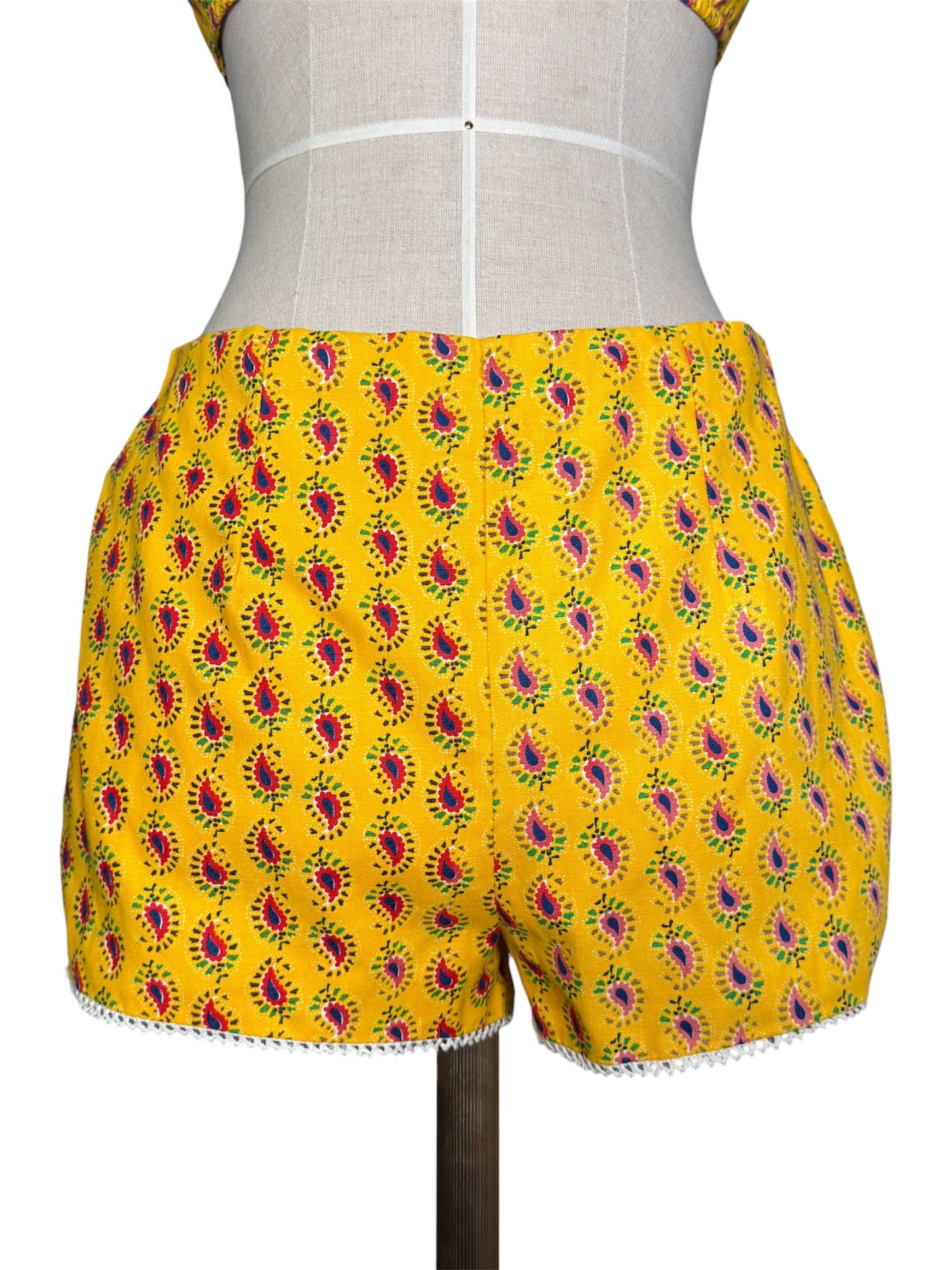 1960s Two Piece Bikini Set Cotton Paisley Print