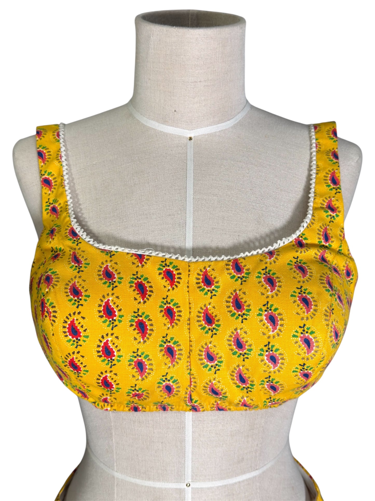 1960s Two Piece Bikini Set Cotton Paisley Print