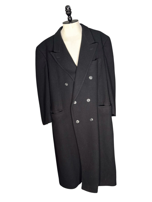 1980s Christian Dior Wool Overcoat Double-Breasted Black Long Formal