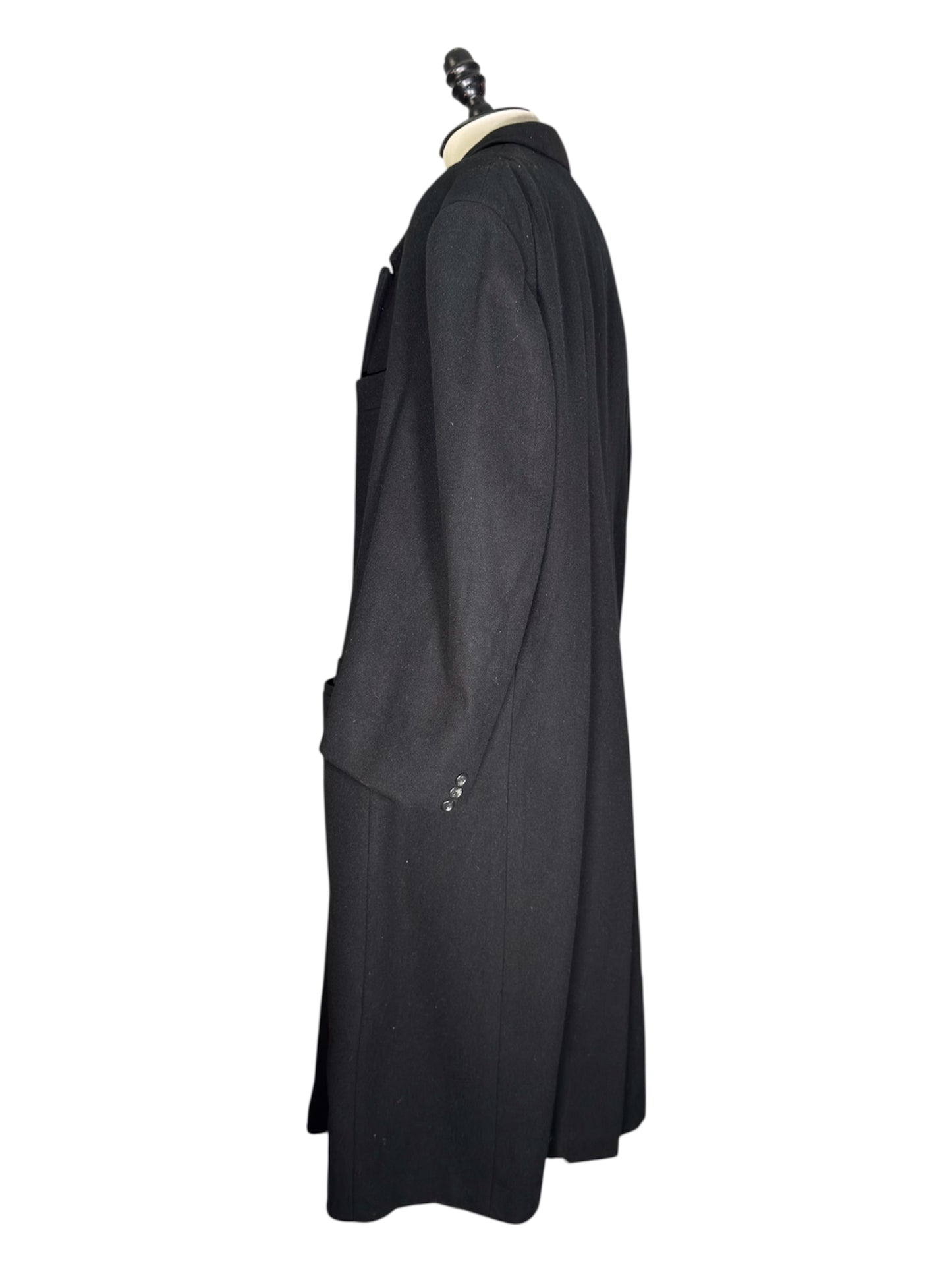1980s Christian Dior Wool Overcoat Double-Breasted Black Long Formal