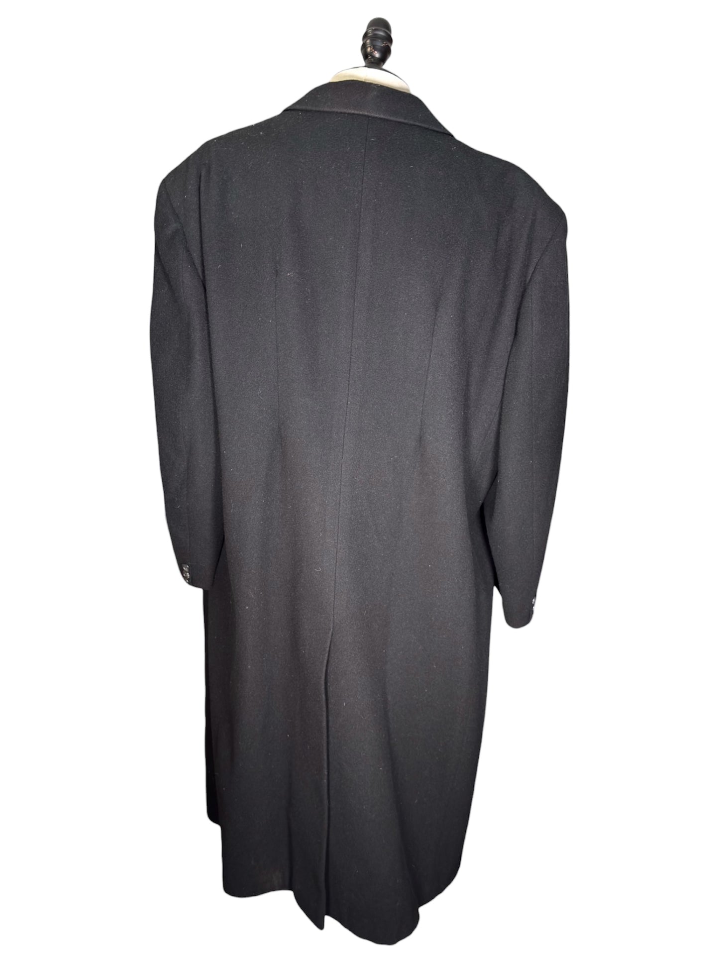 1980s Christian Dior Wool Overcoat Double-Breasted Black Long Formal