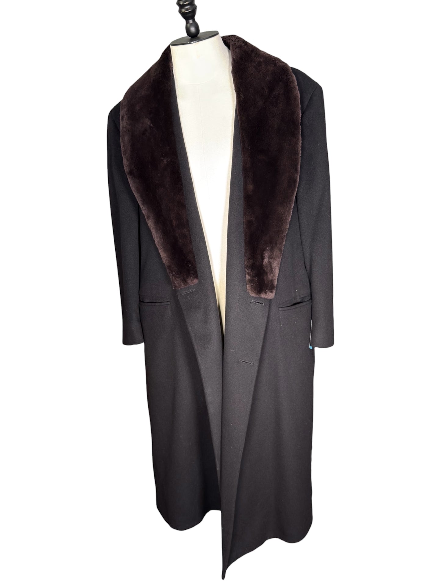 1980s Wool Beaver Fur Collar Overcoat Hart Schaffner Marx Marshall Field's