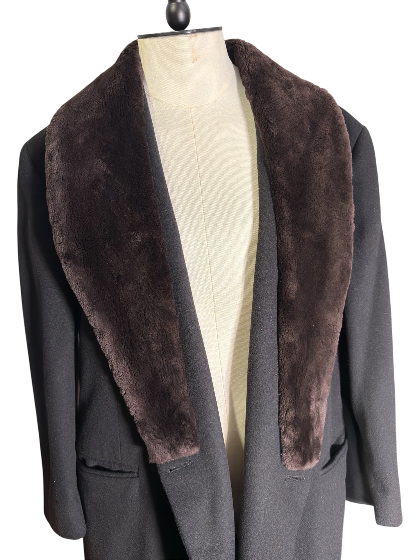 1980s Wool Beaver Fur Collar Overcoat Hart Schaffner Marx Marshall Field's