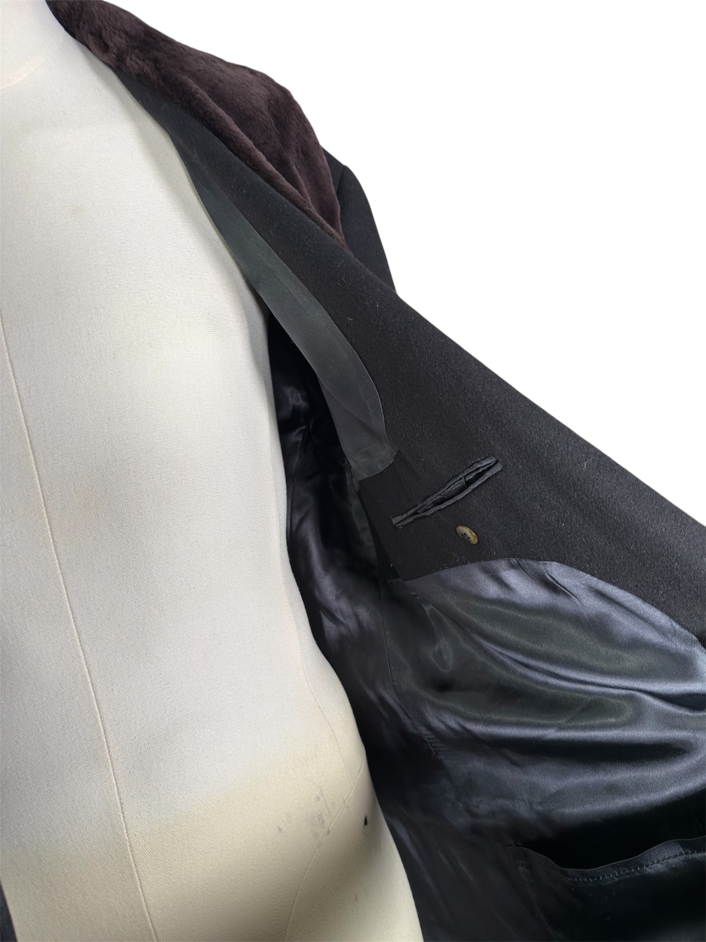 1980s Wool Beaver Fur Collar Overcoat Hart Schaffner Marx Marshall Field's