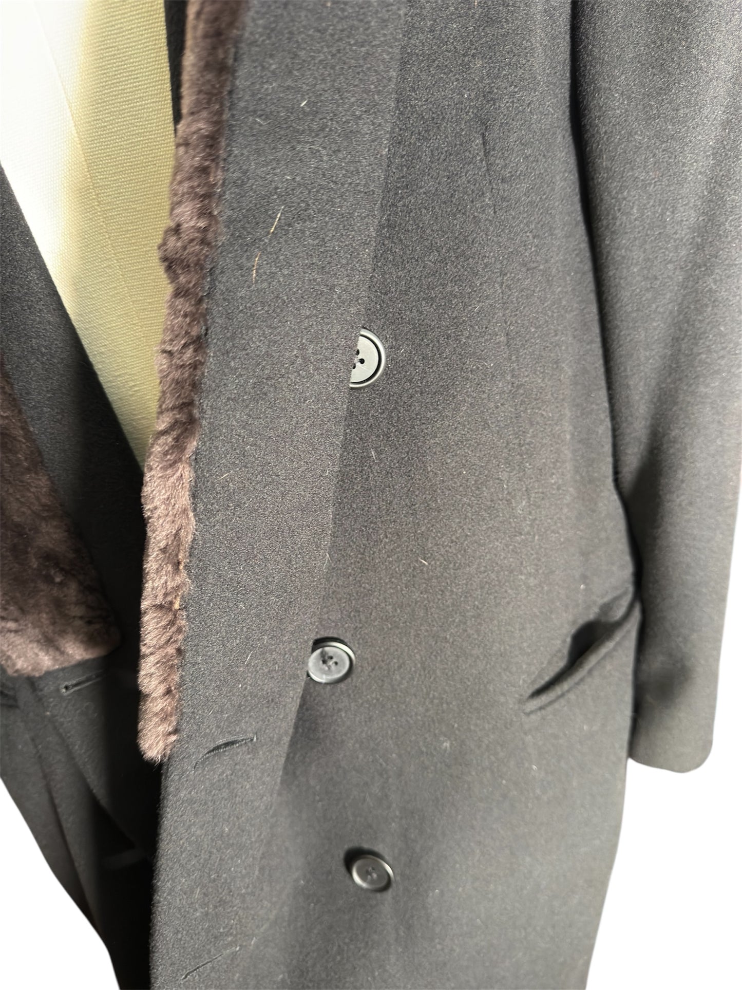 1980s Wool Beaver Fur Collar Overcoat Hart Schaffner Marx Marshall Field's