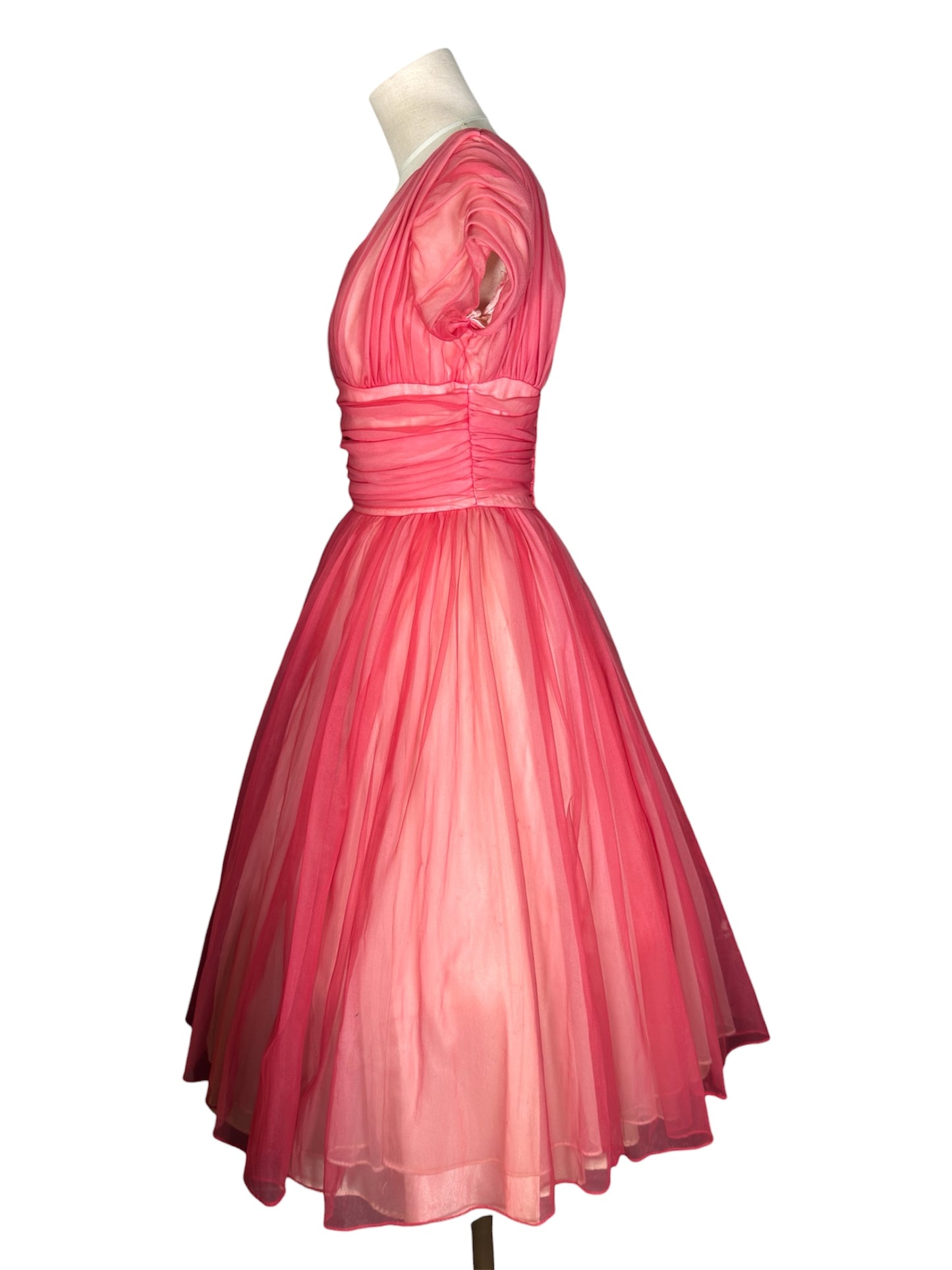 1950s Emma Domb Pink Party Dress Circle Skirt