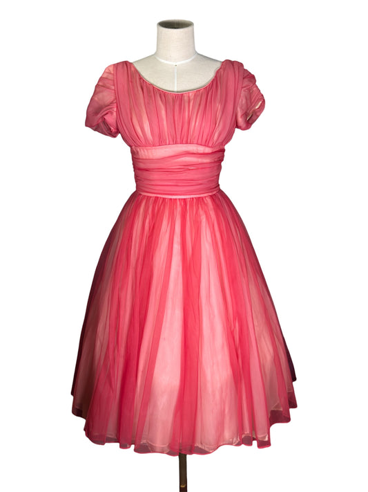 1950s Emma Domb Pink Party Dress Circle Skirt