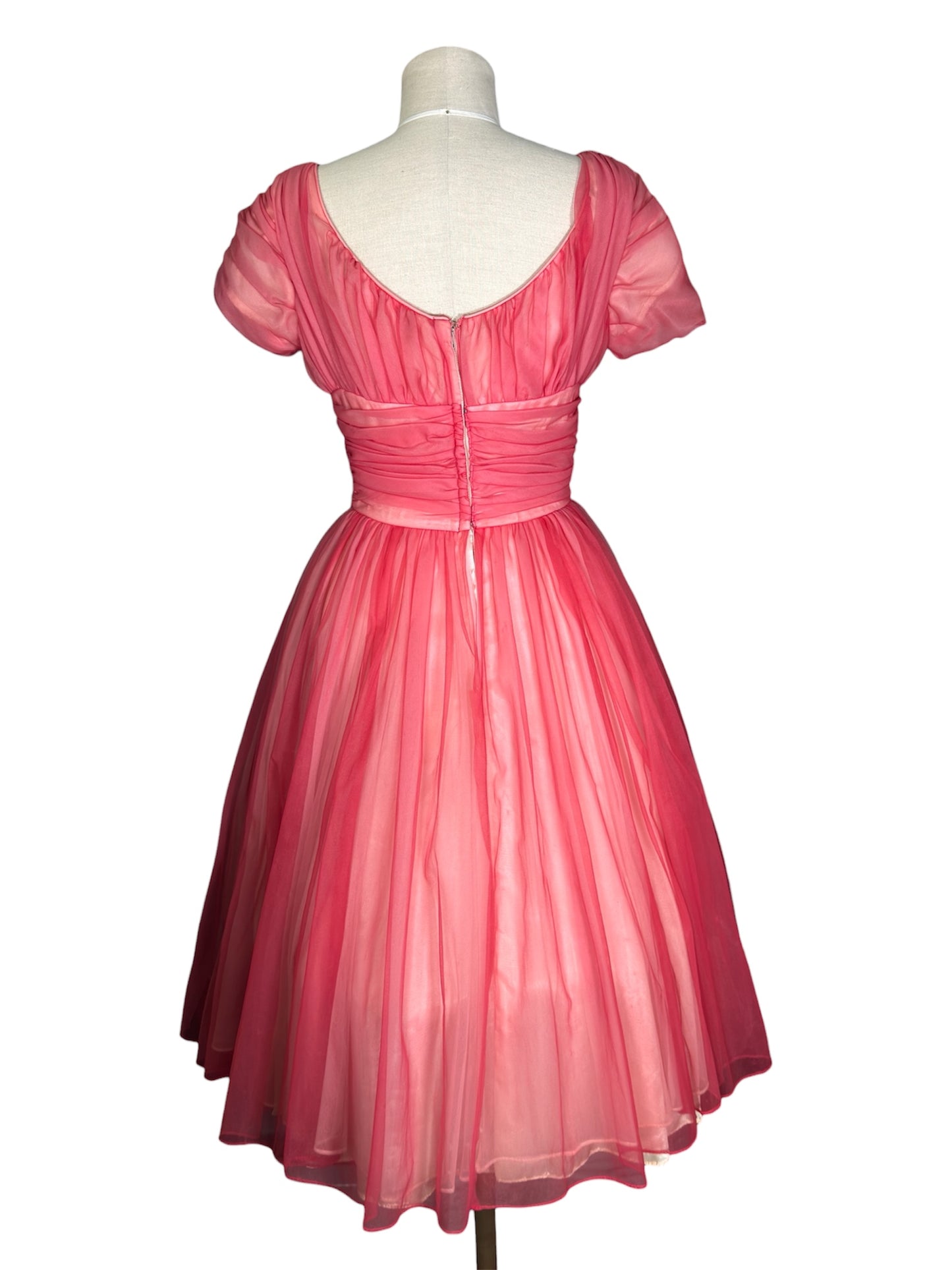 1950s Emma Domb Pink Party Dress Circle Skirt