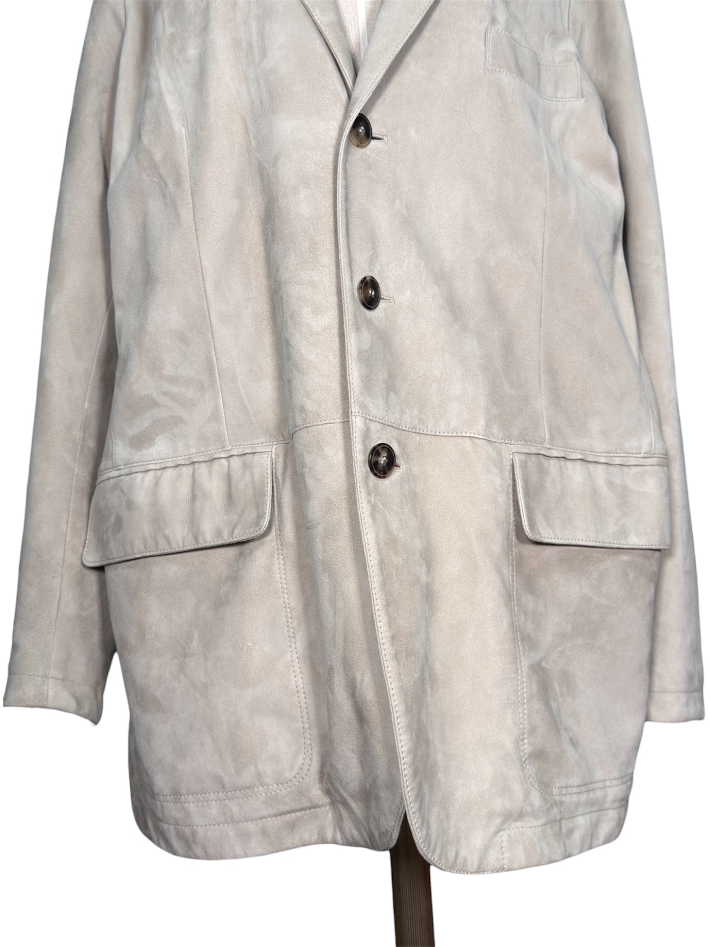 Modern Loro Piana Italian Kidskin Leather Jacket In Light Beige
