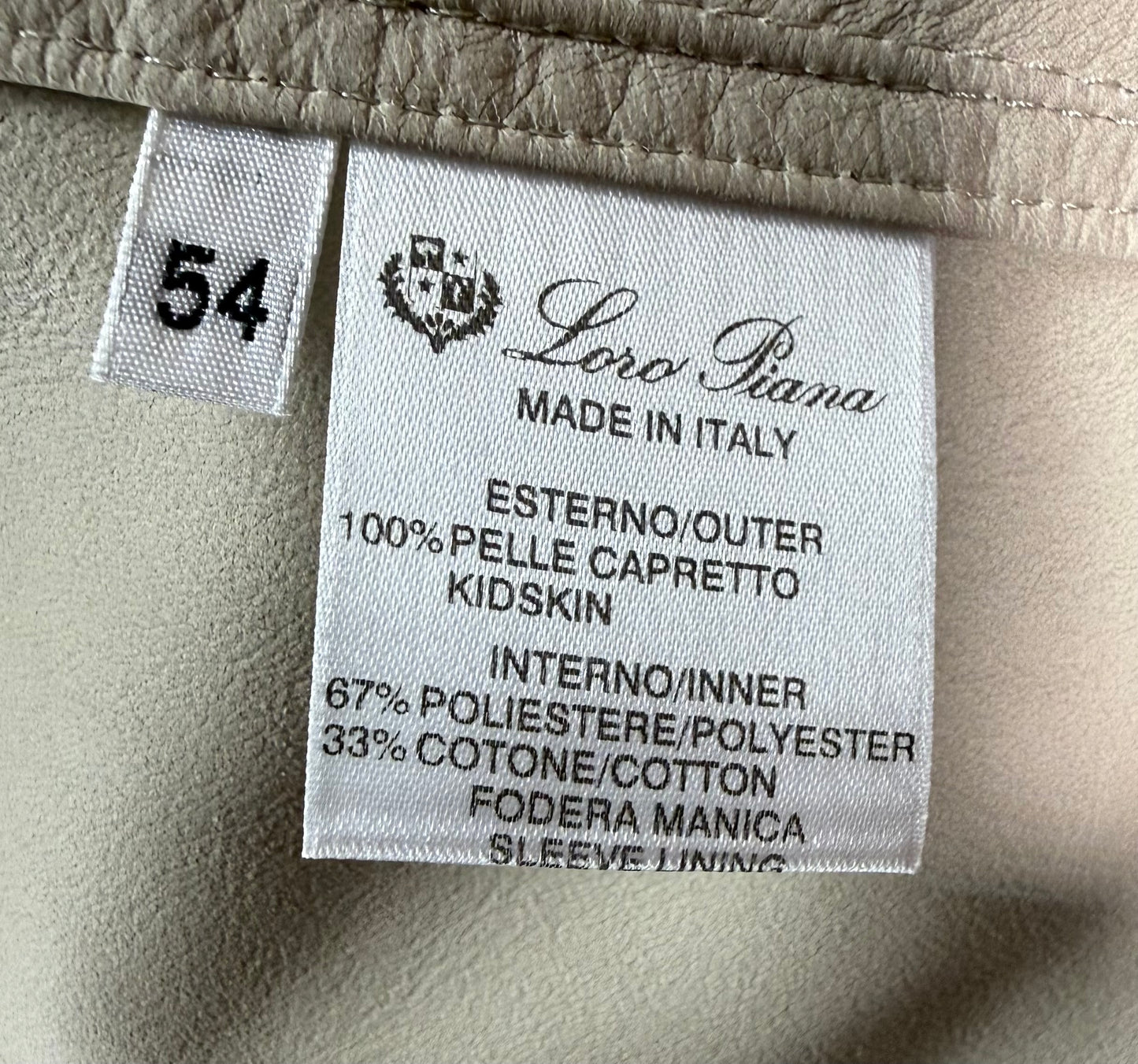 Modern Loro Piana Italian Kidskin Leather Jacket In Light Beige