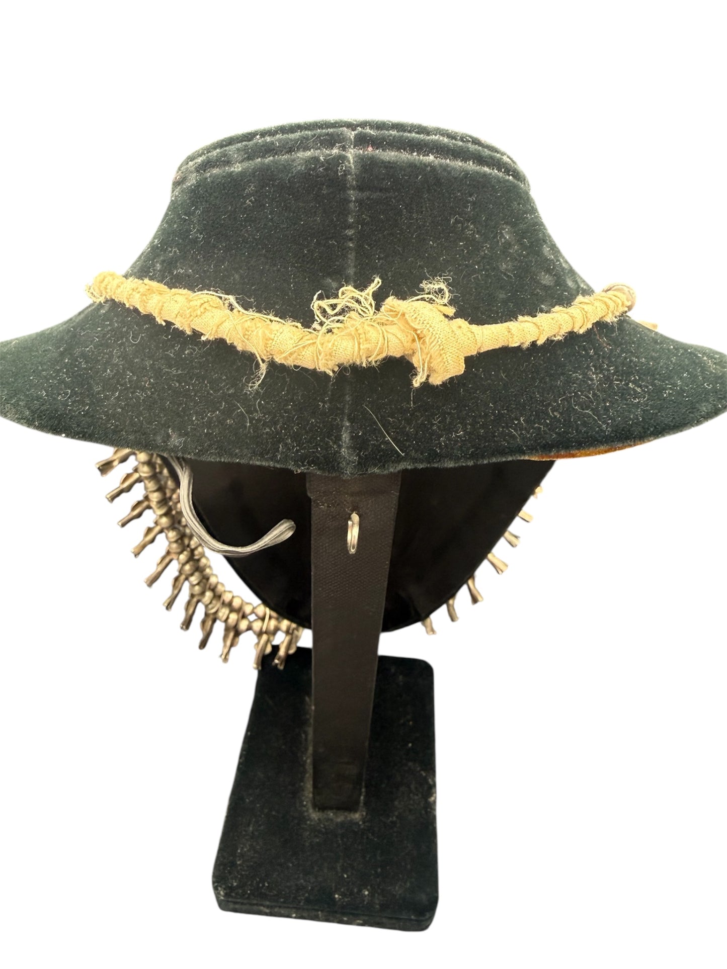 Vintage Southwestern/Native Sterling Silver And Turquoise Squash Blossom Necklace With Naja Pendant