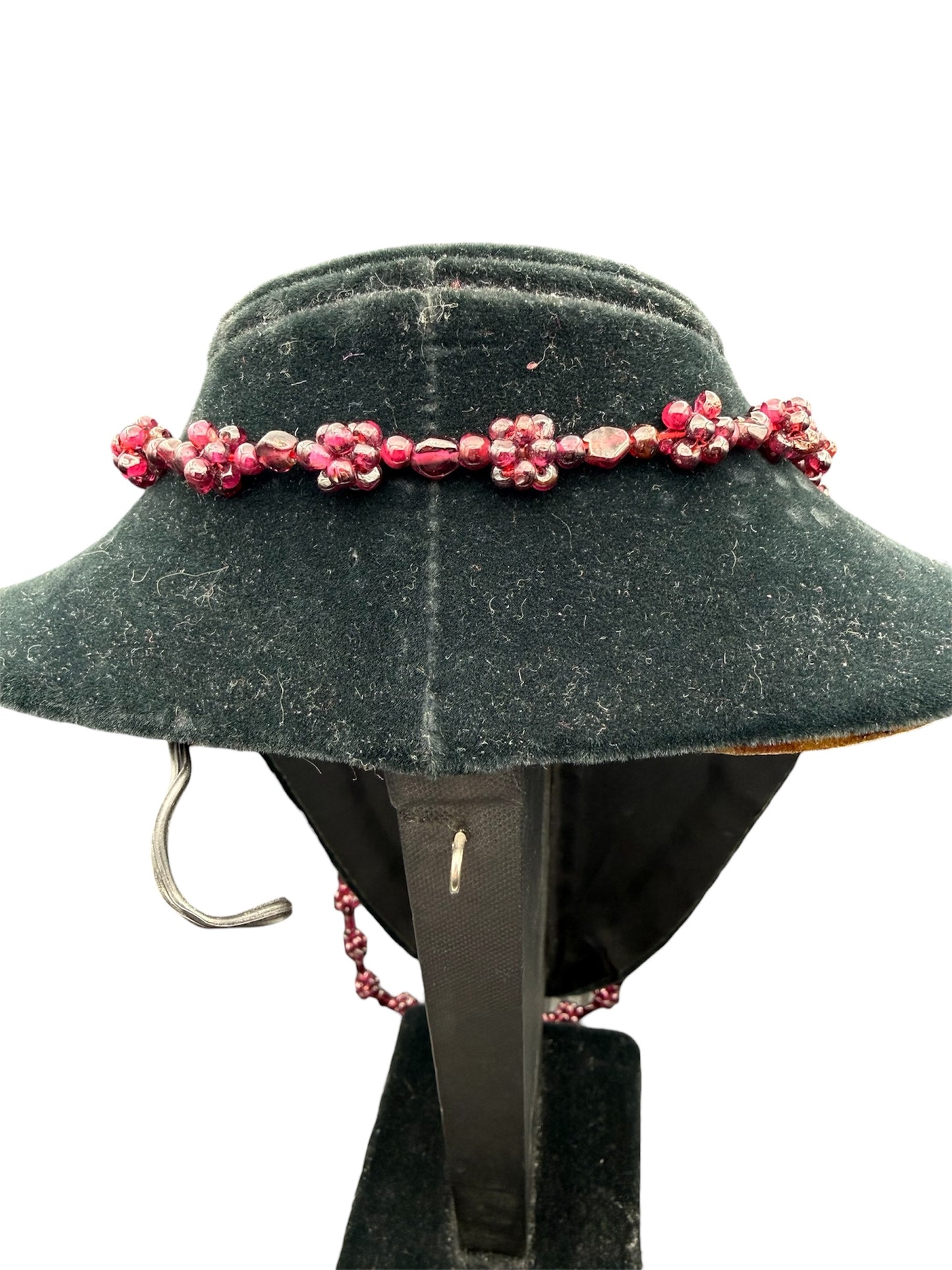 Vintage Grape Garnets Beaded Necklace Floral Cluster Design