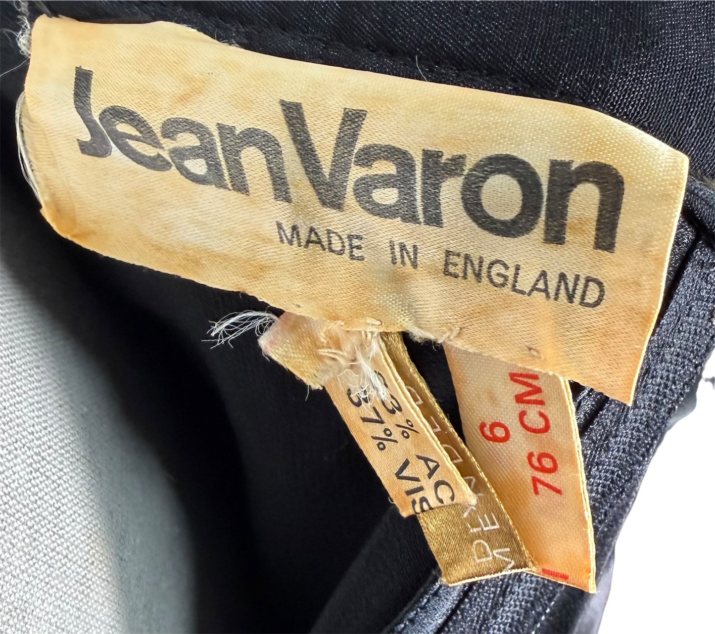 1970s Jean Varon Black Satin Striped Maxi Skirt