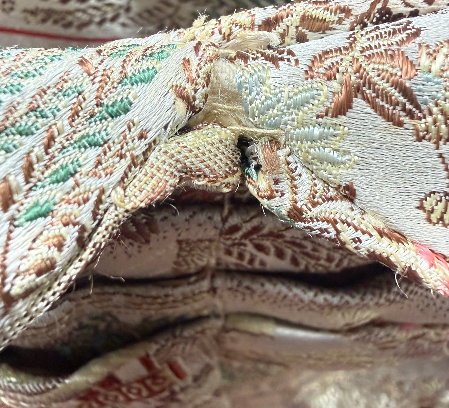 1950s Waikiki Brocade Bombshell Dress With Asian Scenic Motif And Matching Bolero