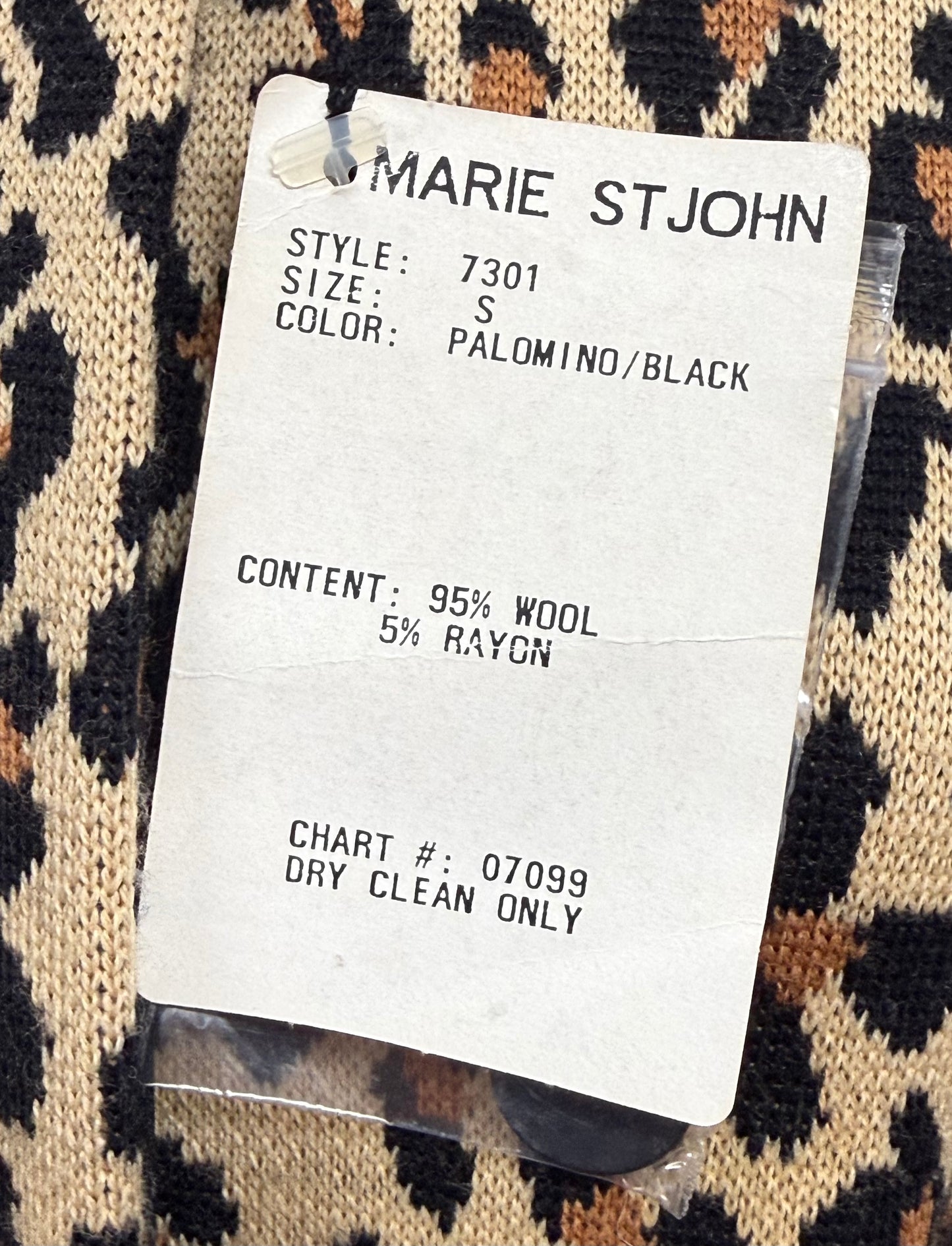 80s/90s St. John Wool Blend Knit Swing Coat Leopard Print