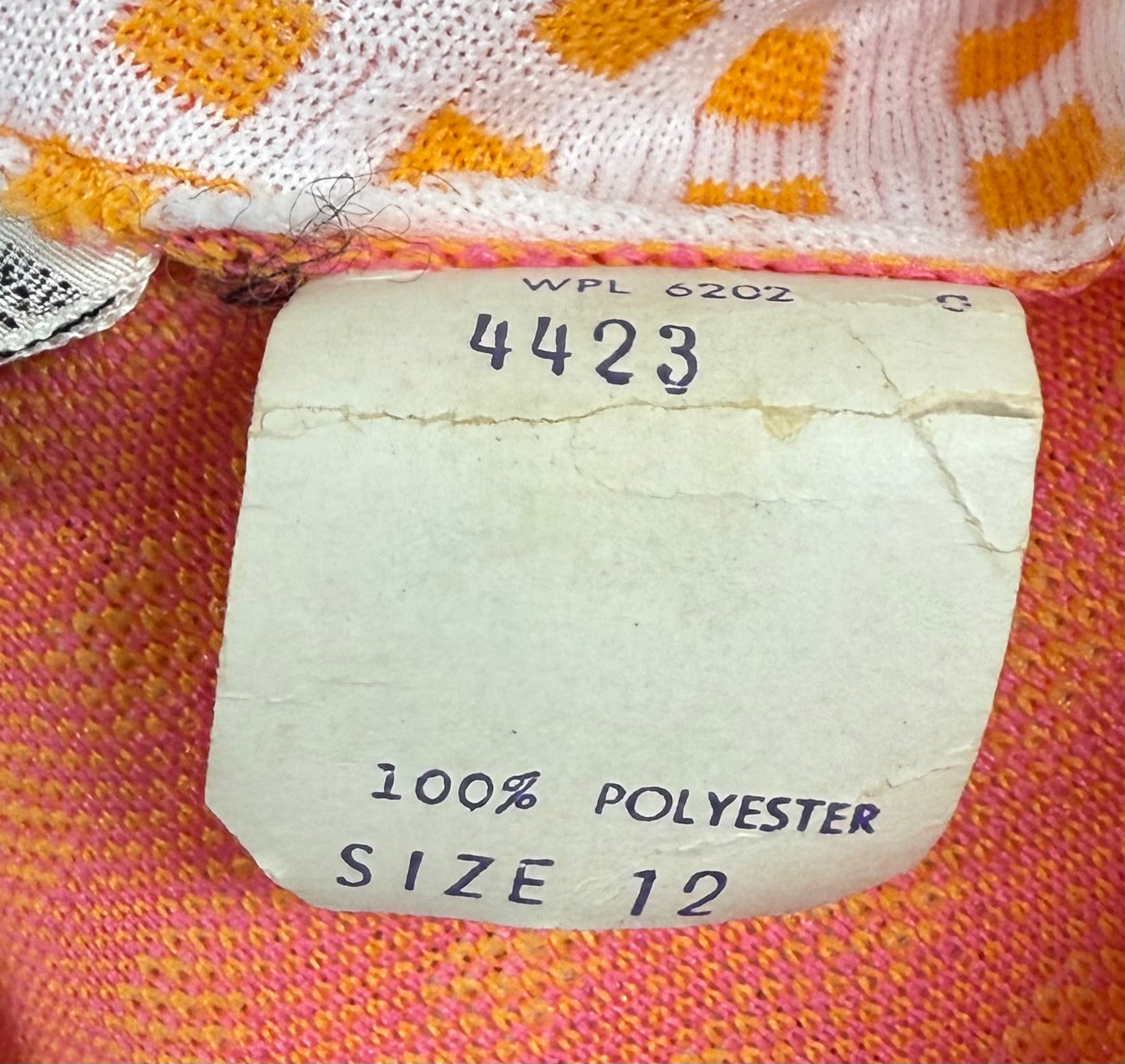 1970s 2 Piece Crosshatched Orange/Pink Jacket and Dress Set
