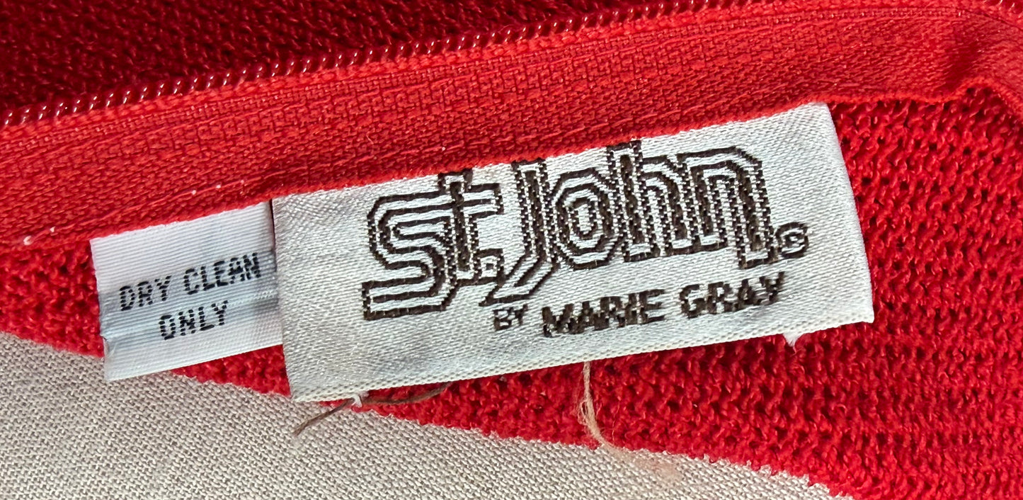 1980s St. John Knit Red Midi Dress