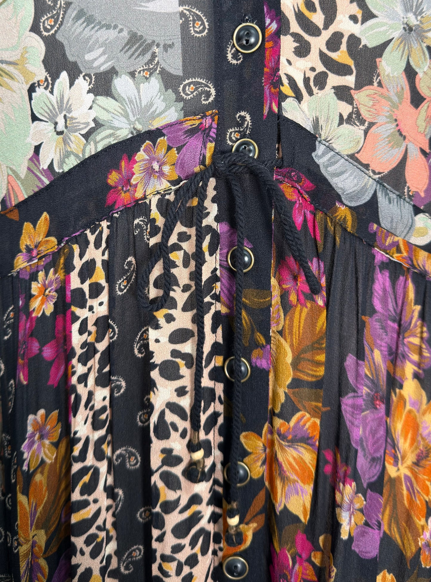 Modern Johnny Was Jade Floral Cheetah Print Maxi Dress - XL