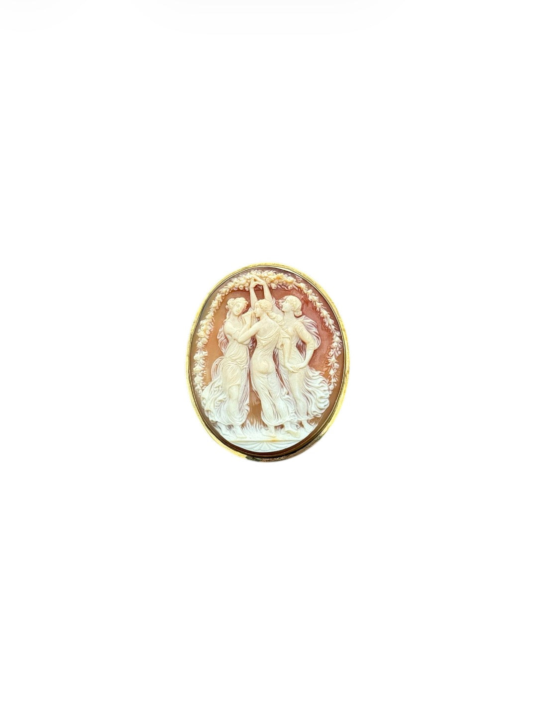 Vintage Conch Shell Brooch/Pendant with 14K Gold Frame
