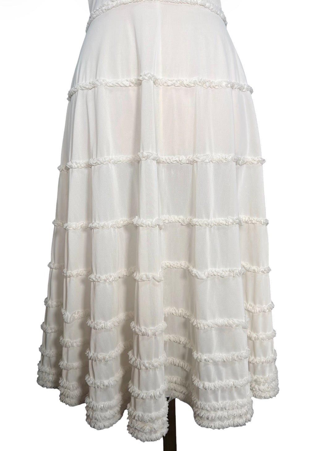 1930s Shadowline Semi Sheer White Ruffled Slip Dress