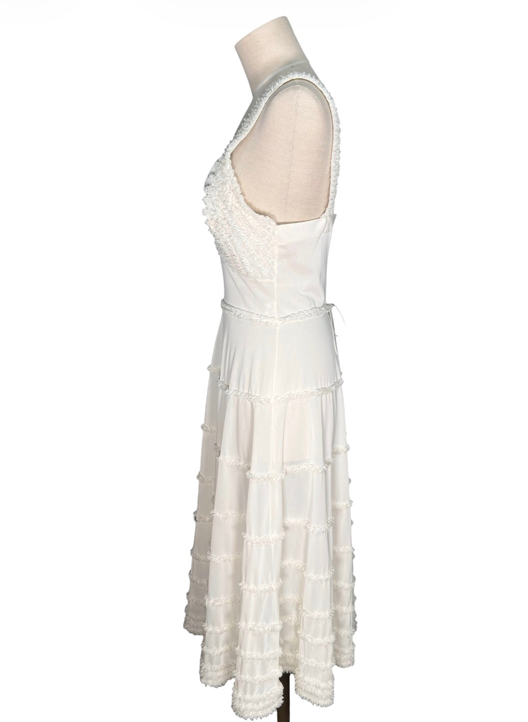 1930s Shadowline Semi Sheer White Ruffled Slip Dress